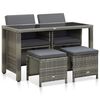vidaXL 5-r&eacute;szes sz&uuml;rke k&uuml;lt&eacute;ri polyrattan &eacute;tkezőszett p&aacute;rn&aacute;kkal