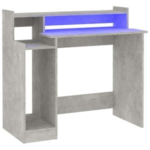 vidaXL betonsz&uuml;rke szerelt fa &iacute;r&oacute;asztal LED-ekkel 97 x 45 x 90 cm