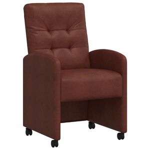 vidaXL Kerekes &Eacute;tkező Sz&eacute;kek 2 db Műbőr F&eacute;nyes barna 58 x 67 x 97 cm