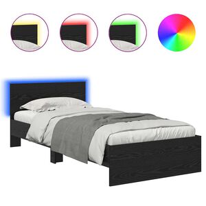 vidaXL &Aacute;gykeret LED szalagokkal Fekete t&ouml;lgy 100 x 200 cm Szerelt Fa