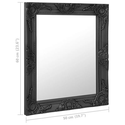 vidaXL fekete barokk stílusú fali tükör 50 x 60 cm