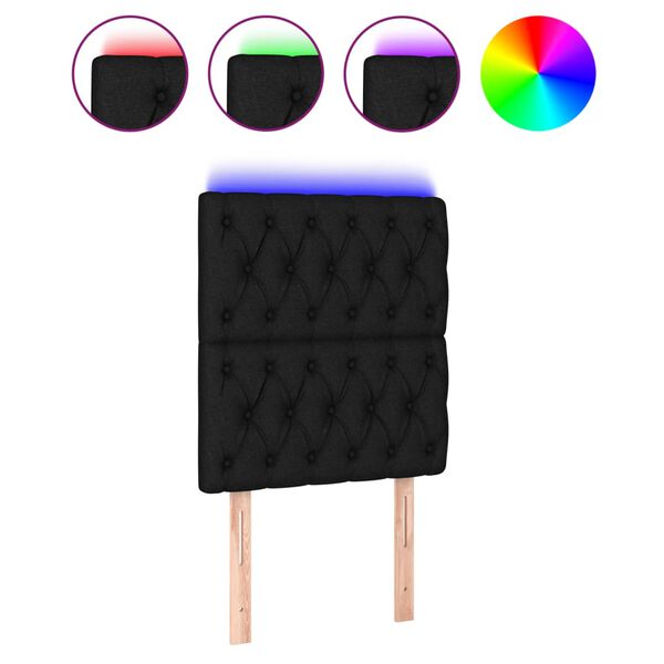 vidaXL fekete szövet LED-es fejtámla 80x7x118/128 cm