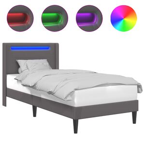 vidaXL &Aacute;gykeret LED szalagokkal fejt&aacute;ml&aacute;val Sz&uuml;rke 80 x 200 cm Műbőr