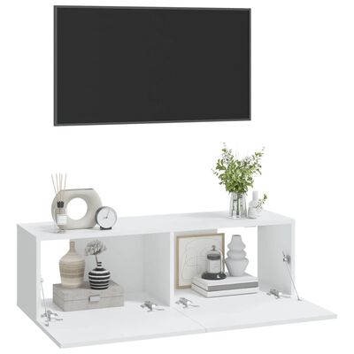 vidaXL 2 db fehér szerelt fa fali TV-szekrény 100 x 30 x 30 cm