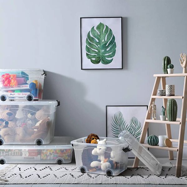 vidaXL 5 db &aacute;tl&aacute;tsz&oacute; kerekekes t&aacute;rol&oacute;doboz fed&eacute;llel 40 L