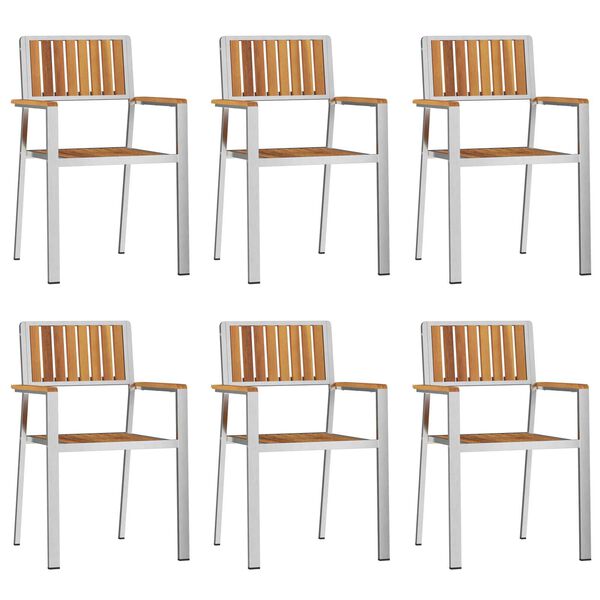 vidaXL KertSzék 6 pcs Barna 56x54,5x87cm Tömör akácfa
