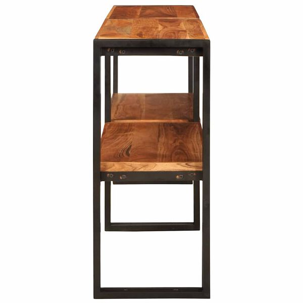 vidaXL Konzolasztal polcokkal Barna 160 x 33 x 75 cm T&ouml;m&ouml;r Ak&aacute;cfa