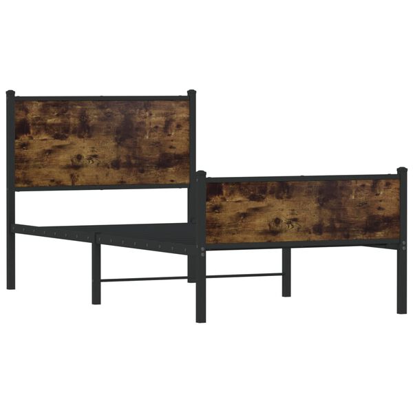 vidaXL füstös tölgy színű fém ágykeret matrac nélkül 90 x 190 cm