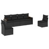 vidaXL 6 r&eacute;szes fekete polyrattan kerti &uuml;lőgarnit&uacute;ra p&aacute;rn&aacute;kkal