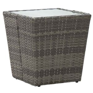 vidaXL sz&uuml;rke polyrattan &eacute;s edzett &uuml;veg te&aacute;z&oacute;asztal 41,5x41,5x43 cm