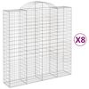 vidaXL 8 db íves horganyzott vas gabion kosár 200x50x200/220 cm