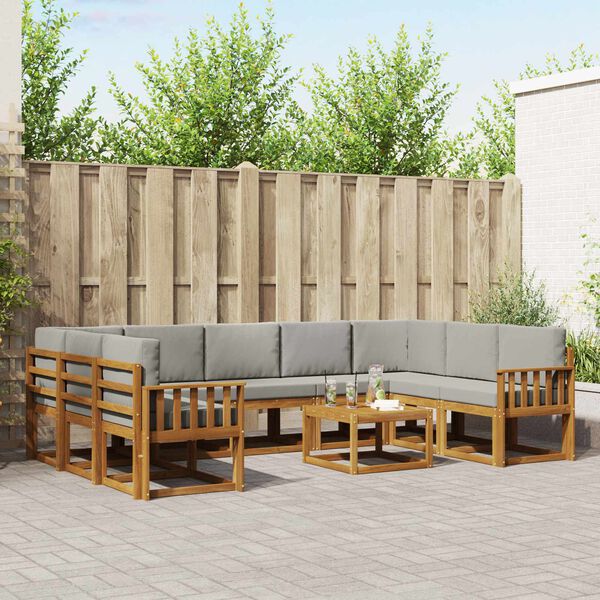 vidaXL K&uuml;lt&eacute;ri kanap&eacute; szett 10 pcs Term&eacute;szetes &eacute;s Vil&aacute;gossz&uuml;rke