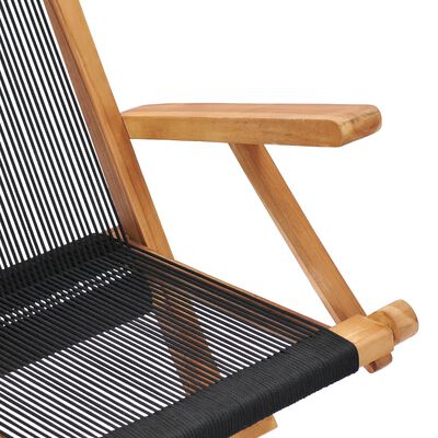 vidaXL 2 db összecsukható tömör tíkfa és kötél kerti szék