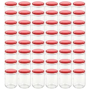 vidaXL 48 db 230 ml-es befőttesüveg piros tetővel