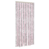 vidaXL ezüstszürke és rózsaszín zsenília rovarfüggöny 90 x 220 cm