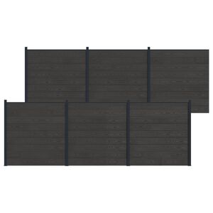 vidaXL Ker&iacute;t&eacute;s K&eacute;szlet 6 pcs 1045 x 186 cm WPC &eacute;s Alum&iacute;nium Fekete