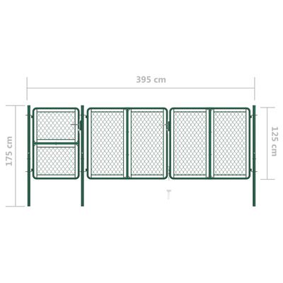 vidaXL zöld acél kertkapu 125 x 395 cm