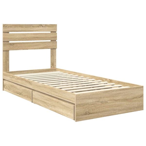 vidaXL T&aacute;rol&oacute;s &Aacute;gy fejt&aacute;ml&aacute;val Sonoma t&ouml;lgy 75 x 190 cm Faanyag