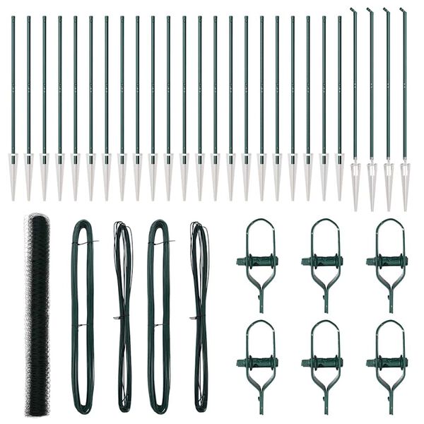 vidaXL Kerítésoszlop Zöld 50 x 1,6 m (50 mm háló) Acél és PVC