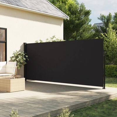 vidaXL fekete behúzható oldalsó napellenző 160 x 600 cm