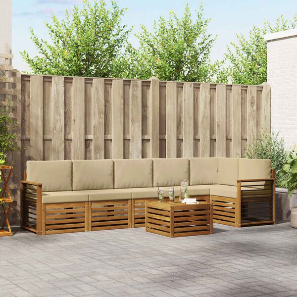 vidaXL &Uuml;lőgarnit&uacute;r&aacute;k p&aacute;rn&aacute;val 7 pcs Term&eacute;szetes &eacute;s b&eacute;zs T&ouml;m&ouml;r Ak&aacute;cfa