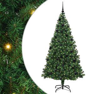 vidaXL Mű kar&aacute;csonyfa 300 LED-del Z&ouml;ld 210 cm PVC &eacute;s Ac&eacute;l &eacute;s Műanyag