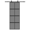 vidaXL fekete edzett &uuml;veg tol&oacute;ajt&oacute; f&eacute;mszerel&eacute;k szettel 76x205 cm