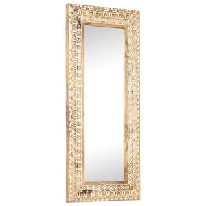 vidaXL k&eacute;zzel faragott t&ouml;m&ouml;r mang&oacute;fa t&uuml;k&ouml;r 110 x 50 x 2,6 cm