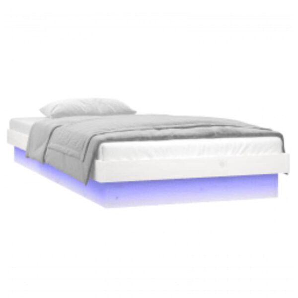 vidaXL feh&eacute;r t&ouml;m&ouml;r fa &aacute;gykeret LED-vil&aacute;g&iacute;t&aacute;ssal 90 x 200 cm