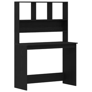 vidaXL fekete t&ouml;lgy szerelt fa &iacute;r&oacute;asztal polcokkal 102 x 45 x 148 cm