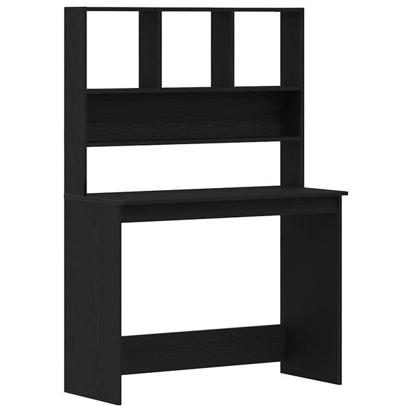 vidaXL fekete tölgy szerelt fa íróasztal polcokkal 102 x 45 x 148 cm
