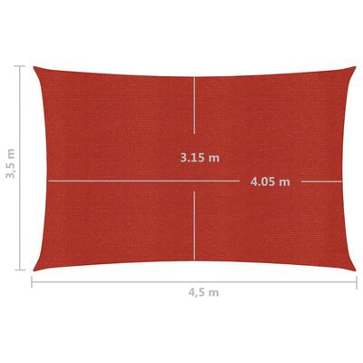 vidaXL piros HDPE napvitorla 160 g/m² 3,5 x 4,5 m