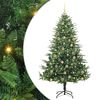 vidaXL Műfenyő vil&aacute;g&iacute;t&aacute;ssal &eacute;s g&ouml;mbk&eacute;szlettel Z&ouml;ld 180 cm PVC &eacute;s PE