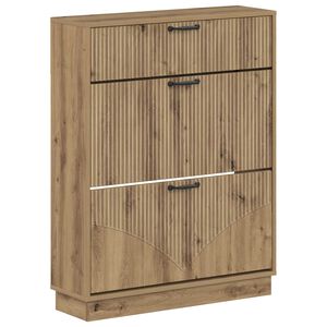 vidaXL Cipőszekr&eacute;ny HOORN 78 x 24 x 100 cm Szerelt Fa K&eacute;zműves T&ouml;lgy