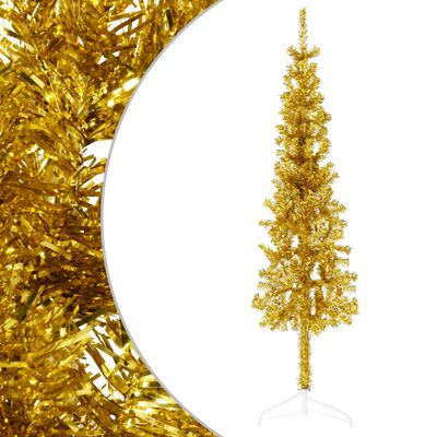 vidaXL arany vékony fél műkarácsonyfa állvánnyal 120 cm