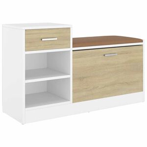 vidaXL feh&eacute;r &eacute;s sonoma t&ouml;lgy szerelt fa cipőt&aacute;rol&oacute; pad 94,5x31x57 cm