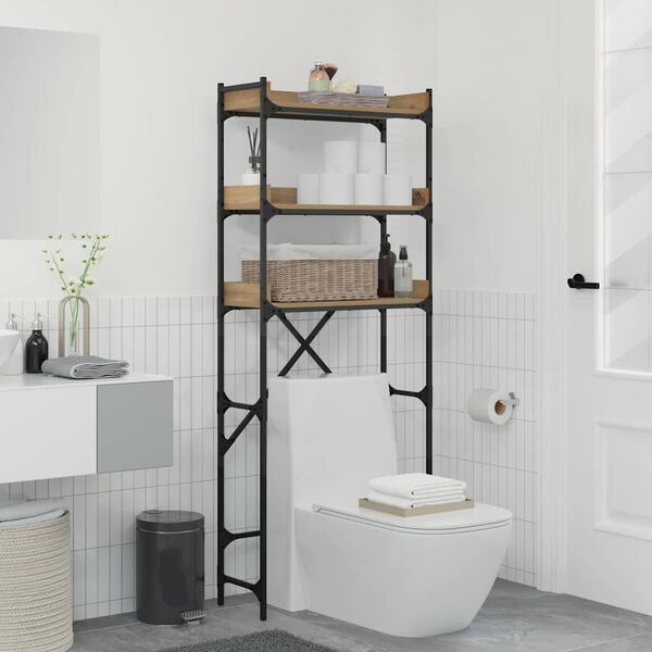 vidaXL Mos&oacute;g&eacute;p polc polcokkal Artisan t&ouml;lgy 67 x 25 x 163 cm Faanyag