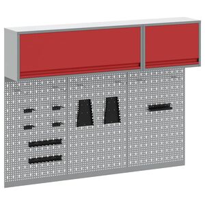 vidaXL Szersz&aacute;mos szekr&eacute;ny k&eacute;szlet polcokkal 5 db Piros Porsz&oacute;rt ac&eacute;l