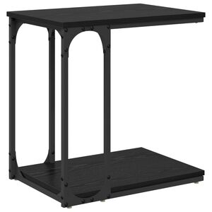 vidaXL Oldal asztal Fekete t&ouml;lgy 50 x 35 x 52 cm Szerelt Fa