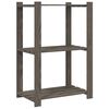 vidaXL 3 szintes sz&uuml;rke t&ouml;m&ouml;r fenyőfa t&aacute;rol&oacute;&aacute;llv&aacute;ny 60x38x90 cm