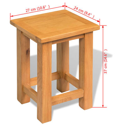vidaXL tömör tölgyfa asztalka 27 x 24 x 37 cm