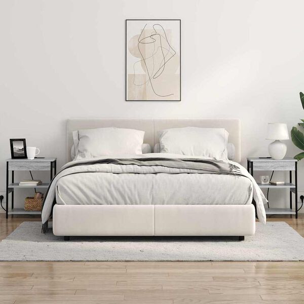 vidaXL &Eacute;jjeliszekr&eacute;ny 2 pcs Sz&uuml;rke Sonoma 41 x 31 x 51 cm Faanyag