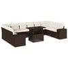 vidaXL 11 r&eacute;szes barna polyrattan kerti &uuml;lőgarnit&uacute;ra p&aacute;rn&aacute;kkal