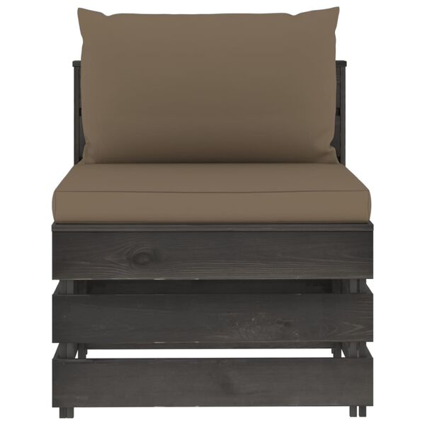 vidaXL szürke impregnált fa elemes középső kanapé párnákkal