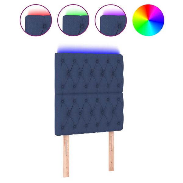 vidaXL kék szövet LED-es fejtámla 80x7x118/128 cm