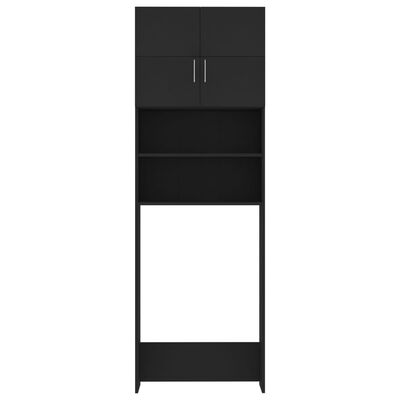vidaXL fekete forgácslap mosógépszekrény 64 x 25,5 x 190 cm