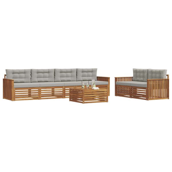 vidaXL K&uuml;lt&eacute;ri kanap&eacute; szett 7 pcs Term&eacute;szetes &eacute;s Vil&aacute;gossz&uuml;rke