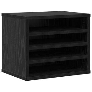 vidaXL &Iacute;r&oacute;asztali rendező Fekete t&ouml;lgy 36 x 26 x 29,5 cm Szerelt Fa