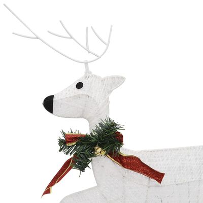 vidaXL fehér rénszarvas és szán karácsonyi dekoráció 280x28x55 cm
