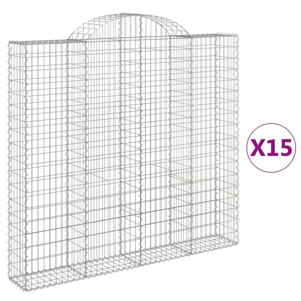 vidaXL 15 db &iacute;ves horganyzott vas gabion kos&aacute;r 200x30x180/200 cm